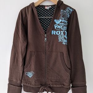 Brown Roxy zip up hooded sweatshirt